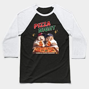 Cats Pizza Night Baseball T-Shirt